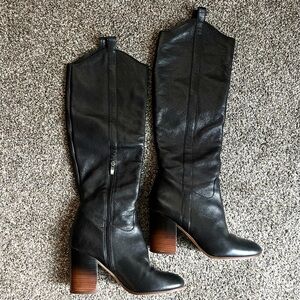 Via Spiga Black Knee High Leather Boots